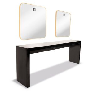 2er Friseurtisch Bar Miroir carre gold