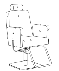 Kosmetikstuhl Macy - Möglichkeiten der Farbaufteilung vom Bezugsstoff