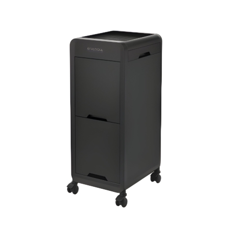 Schwarzer Rollcontainer mit zwei Schubladen