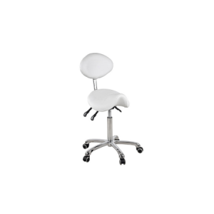 Ergonomischer weißer Rollhocker mit Rückenlehne, höhenverstellbar