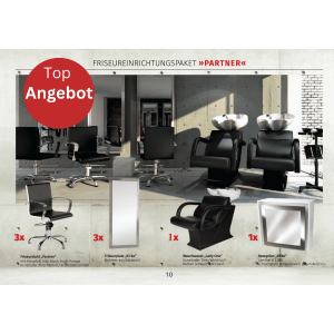 Friseureinrichtungspaket mit Stühlen, Waschplätzen und Spiegel, Top Angebot für Salons, modernes Design.