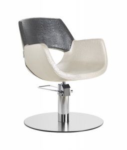 Moderner Friseurstuhl mit zweifarbigem Design, verstellbar und stilvoll für Salonausstattung.