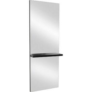 Moderner Wandspiegel mit integriertem Ablagefach, ideal für Haarstudio, rechteckige Form, minimalistisches Design.
