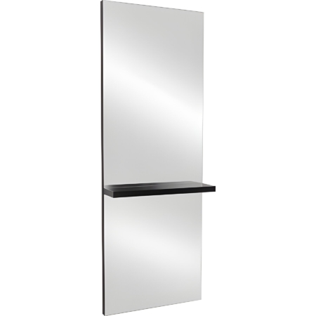 Moderner Wandspiegel mit integriertem Ablagefach, ideal für Haarstudio, rechteckige Form, minimalistisches Design.