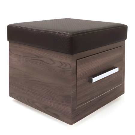 Moderner Pedikuerhocker mit Stauraum, gepolstertem Sitz und Schublade