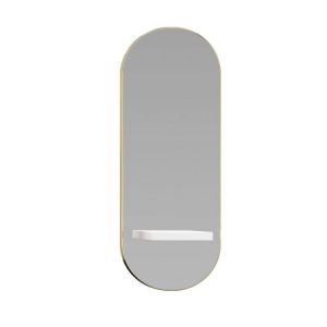 Ovaler Wandspiegel mit integriertem Regal, elegantes modernes Design, ideal für Haarsalon, minimalistisch.
