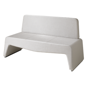Moderne, minimalistische cremefarbene Polsterbank mit schlankem Design und klaren Linien