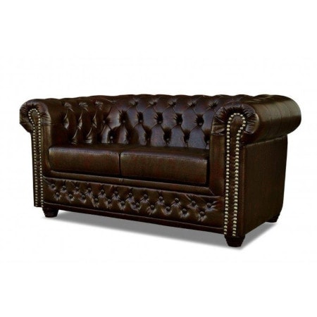 Luxuriöses Chesterfield-Sofa aus braunem Leder mit Knopfheftung und Nägelverzierungen