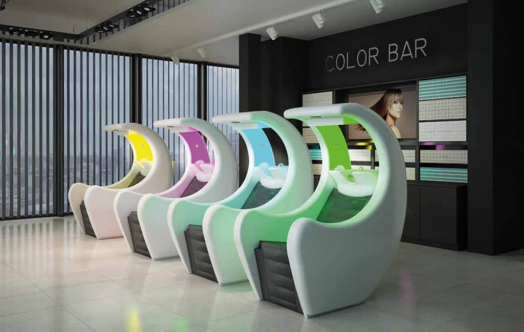 Waschsessel, Waschsofas, Wascheinheiten, Rückwärtswaschbecken A-Z Friseurdesign