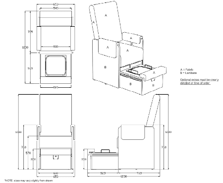 Fußpflegestuhl Eden Maße