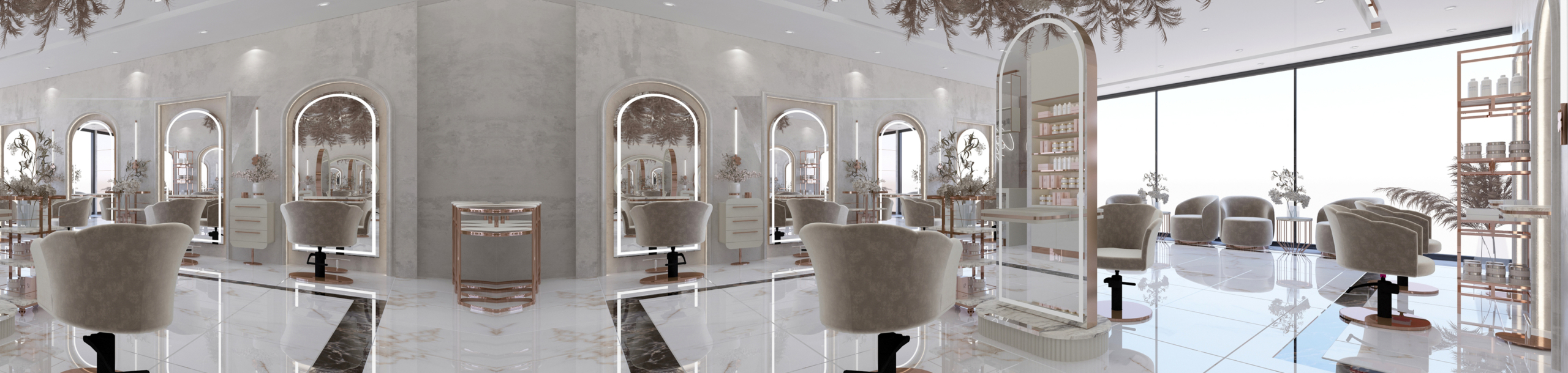 Salonansicht Friseurplatz Rozalin Island und Rozalin Wall