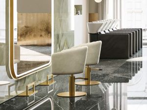 Fancy Doppelwandplatz und Friseurstuhl Fancy - Friseureinrichtung in gold