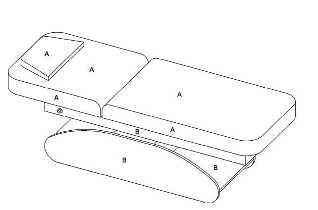 Pebble elektrische Behandlungsliege - Möglichkeiten der Farbaufteilung von Bezugsstoff und Laminat