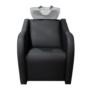 Moderner Friseurstuhl mit integriertem Waschbecken, ideal für komfortable Saloneinrichtungen und Haarpflege.