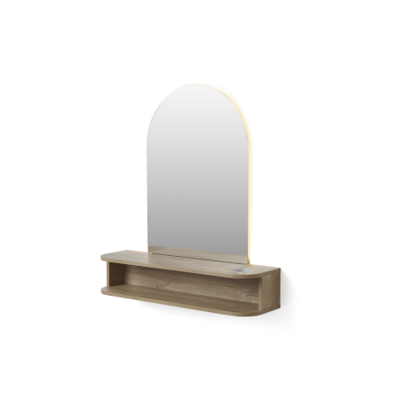 Friseurplatz Coly, Halbrunder Spiegel mit Ablage für Friseursalons