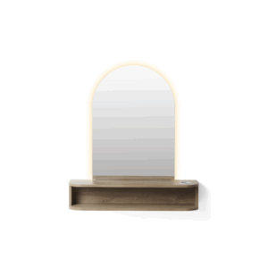 Friseurplatz Coly, Halbrunder Spiegel mit Ablage für Friseursalons