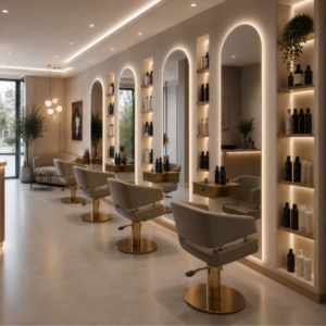 Friseurspiegel Bow & Friseurstuhl Dafne
