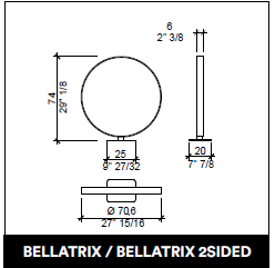 Tischspiegel Bellatrix Maße